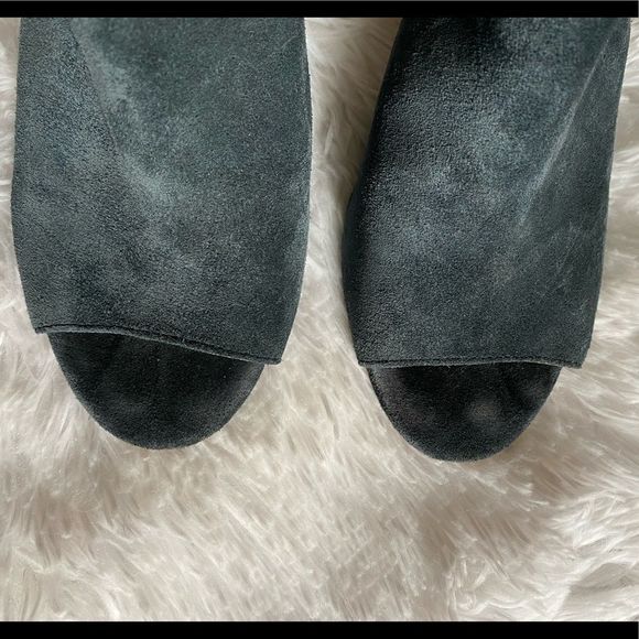 Sole Society Sally Blue Leather Open Toe Heeled Ankle Sandals Booties Size 8.5 M - Picture 4 of 13